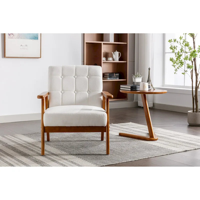 Sillón auxiliar capitoné de 28.74 con estructura de madera maciza