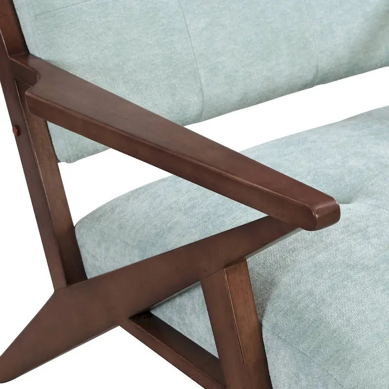 30 Mid-Century Modern Accent Chair with Plush Cushions, Angled Arm Design, and Sturdy Solid Wood Frame