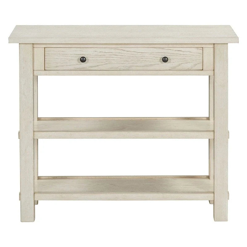 Consola de estilo rústico de 36 con cajones y 2 estantes, de madera maciza