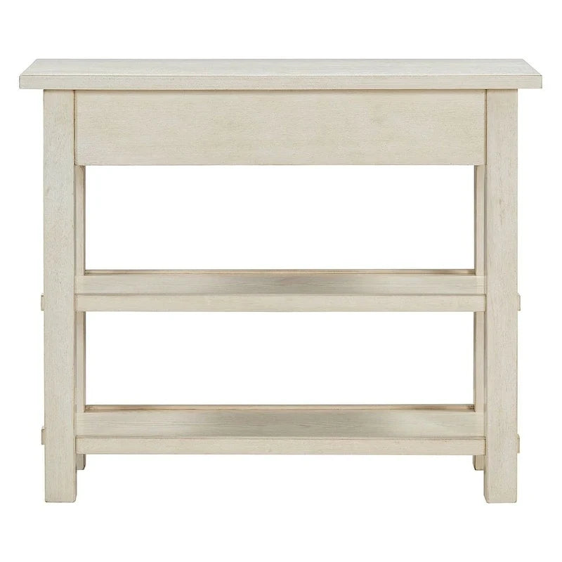 Consola de estilo rústico de 36 con cajones y 2 estantes, de madera maciza