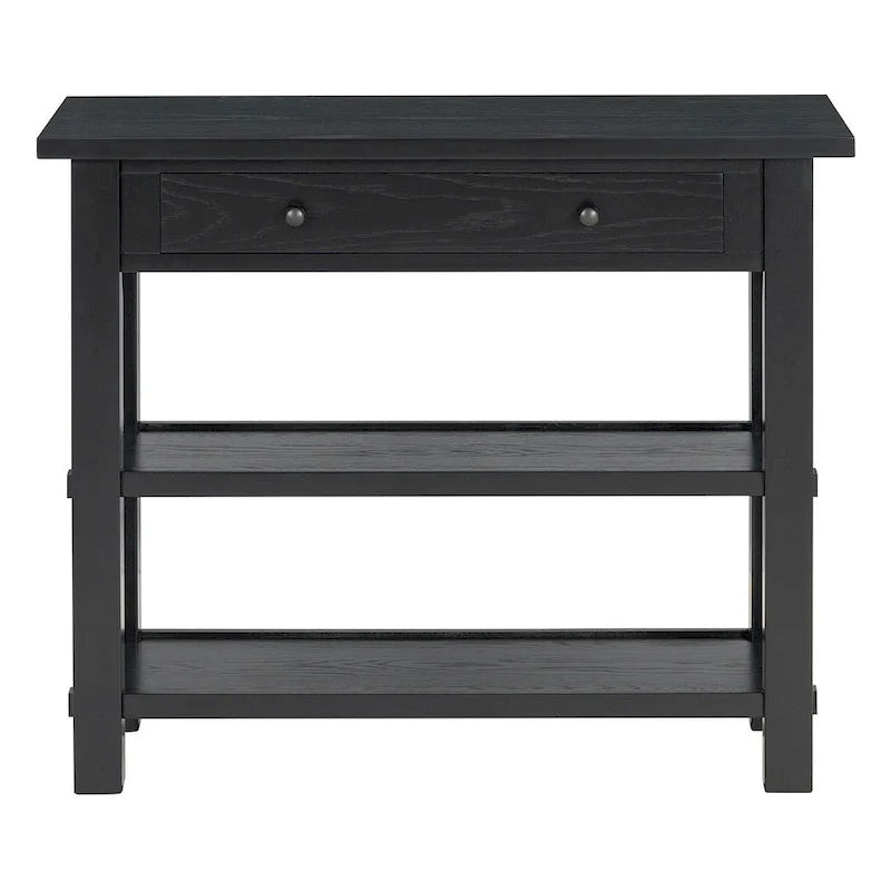 Consola de estilo rústico de 36 con cajones y 2 estantes, de madera maciza