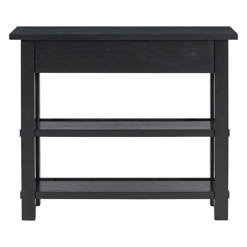 Consola de estilo rústico de 36 con cajones y 2 estantes, de madera maciza