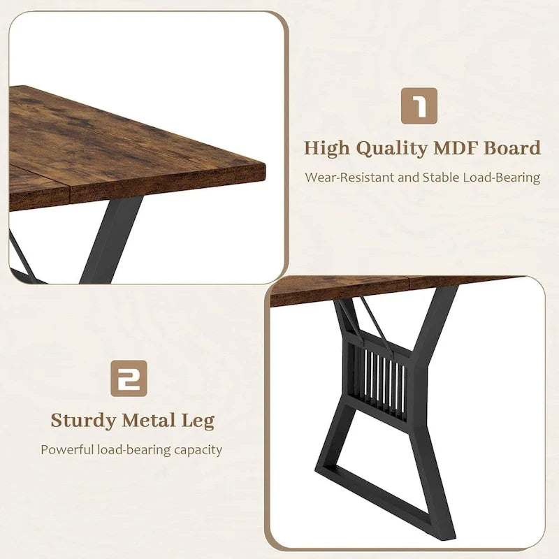 Mesa de comedor de cocina con patas de metal para 4-6 personas