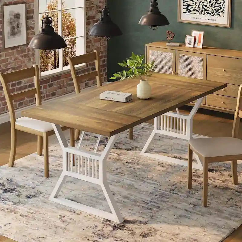 Mesa de comedor de cocina con patas de metal para 4-6 personas