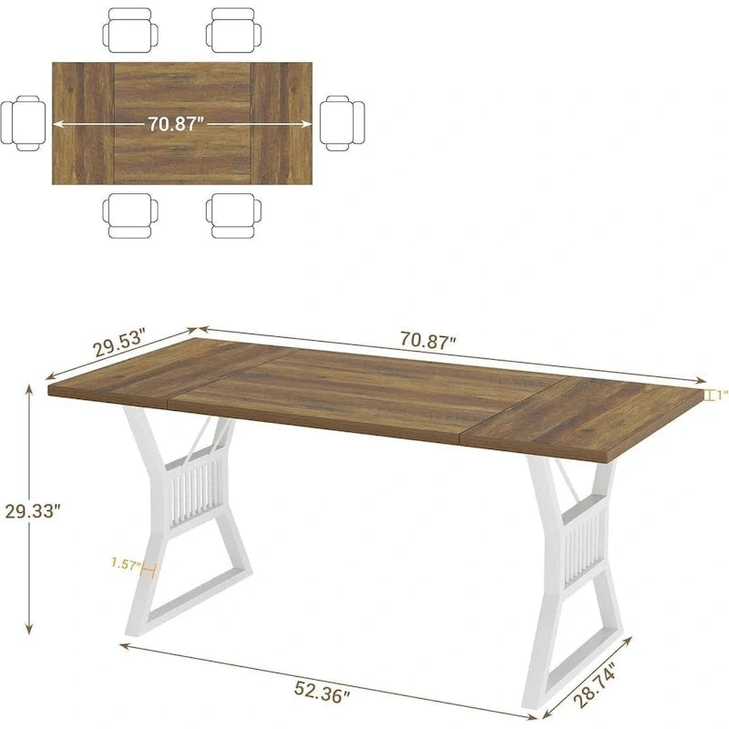 Mesa de comedor de cocina con patas de metal para 4-6 personas