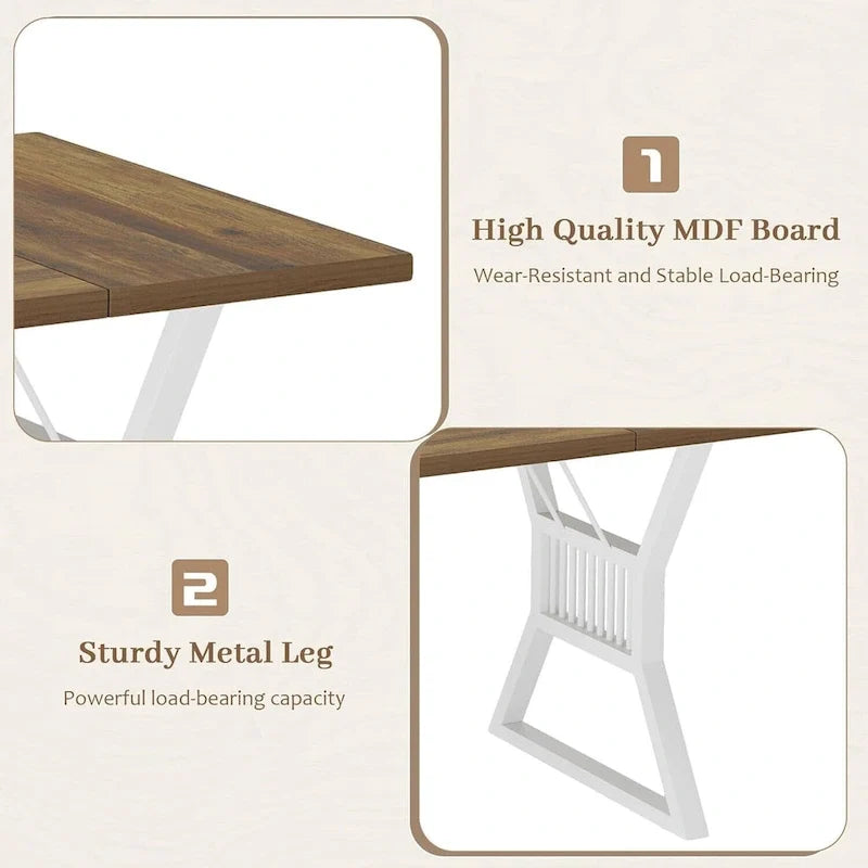 Mesa de comedor de cocina con patas de metal para 4-6 personas