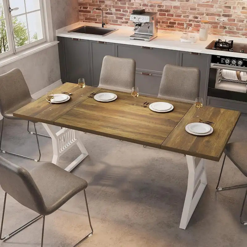 Mesa de comedor de cocina con patas de metal para 4-6 personas