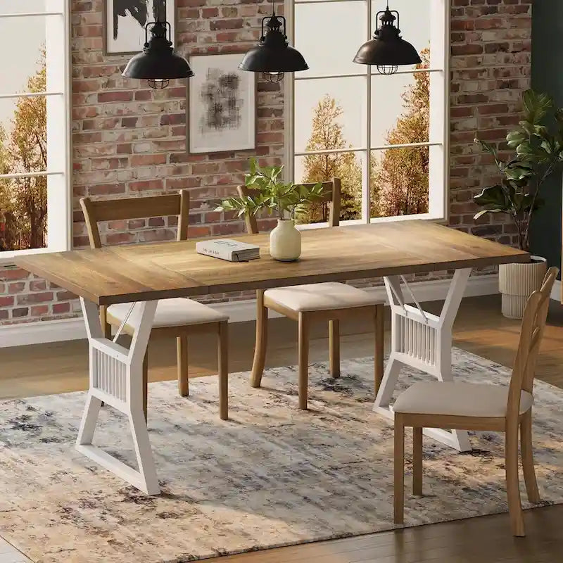 Mesa de comedor de cocina con patas de metal para 4-6 personas