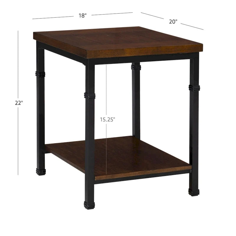 Table d'appoint industrielle avec tablette inférieure