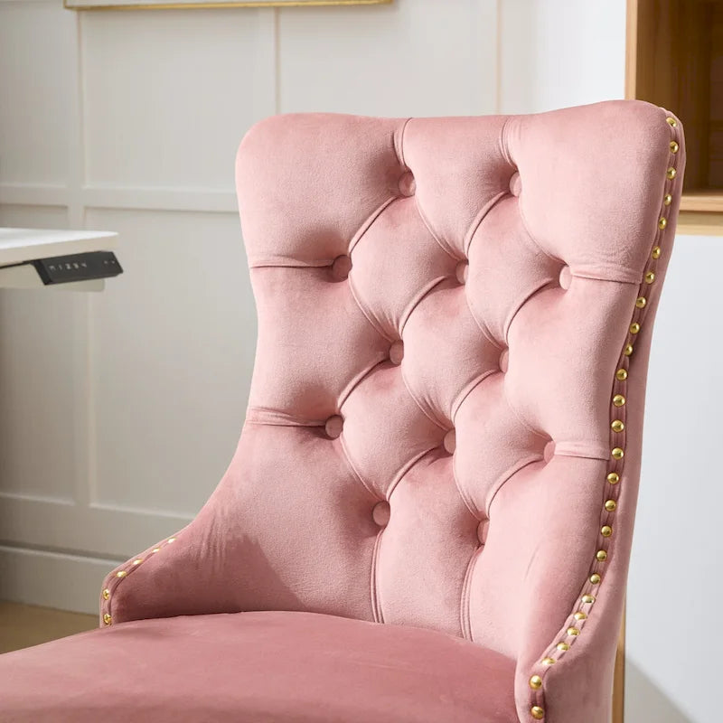 Silla de oficina en casa de terciopelo gris con base de metal dorado - silla de escritorio giratoria y ajustable