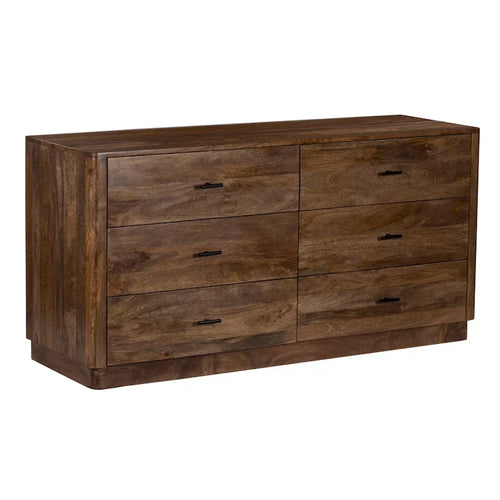 Kommode mit 6 Schubladen, Mangoholz, Walnussfinish, 60