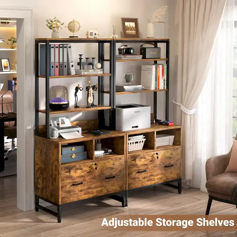 File Cabinet with Charging Station, Vertical Filing Cabinet with Lock & Large Drawer