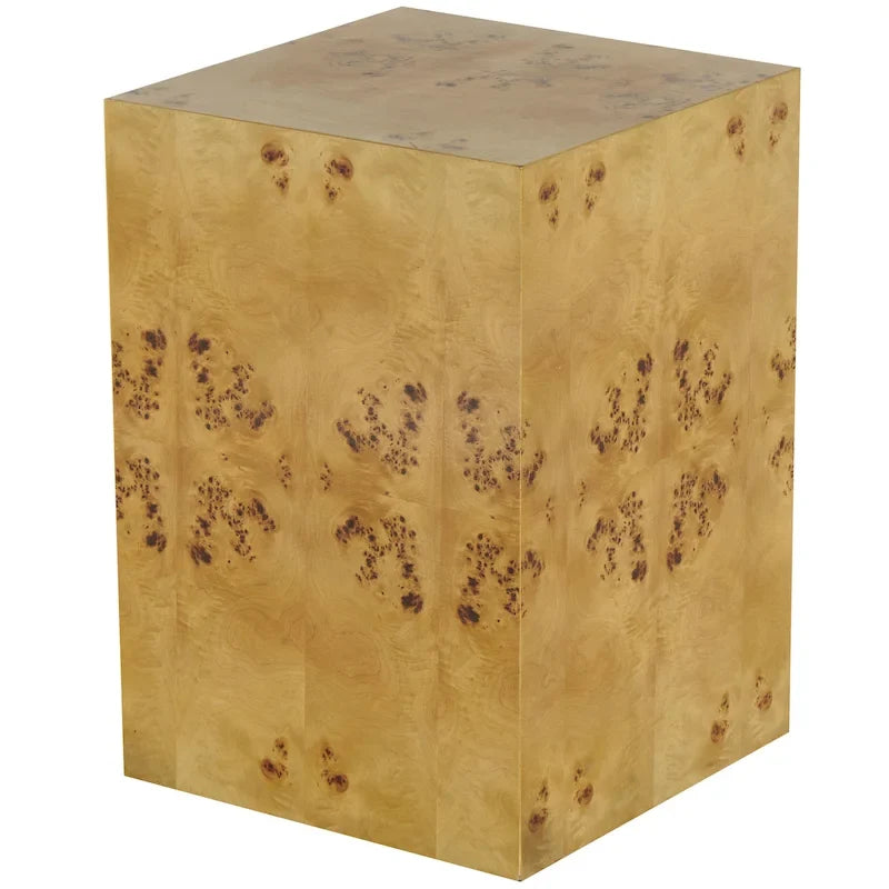 Table d’appoint carrée en bois, en forme de cube, avec motifs de grain de bois - marron