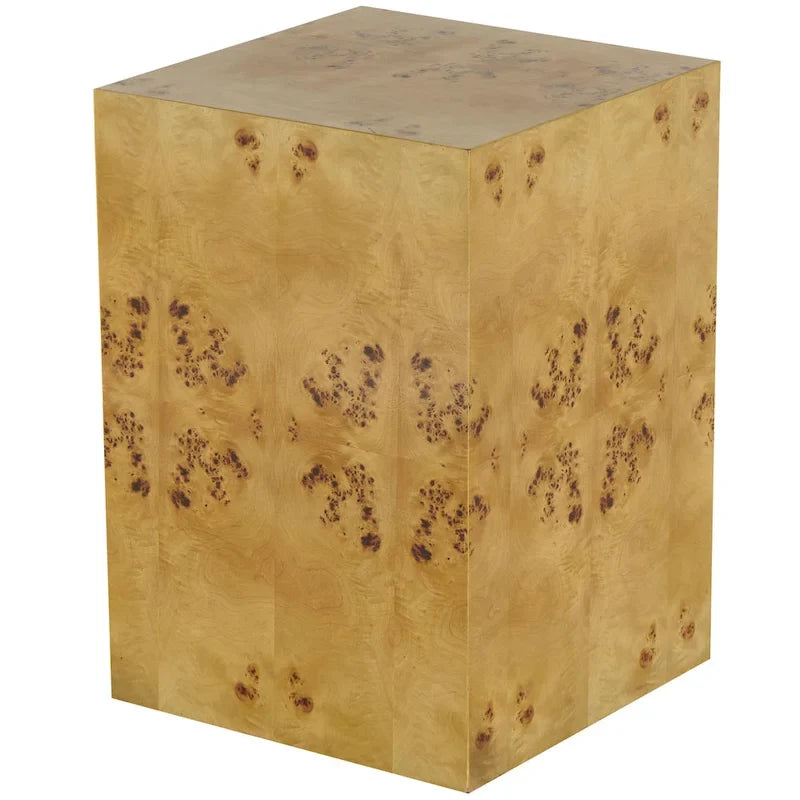 Wood Square Cube Side End Accent Table with Wood Grain Patterns - Brown - Roche River Decor