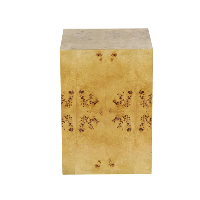 Wood Square Cube Side End Accent Table with Wood Grain Patterns - Brown