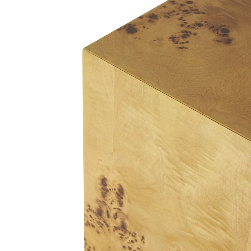 Wood Square Cube Side End Accent Table with Wood Grain Patterns - Brown