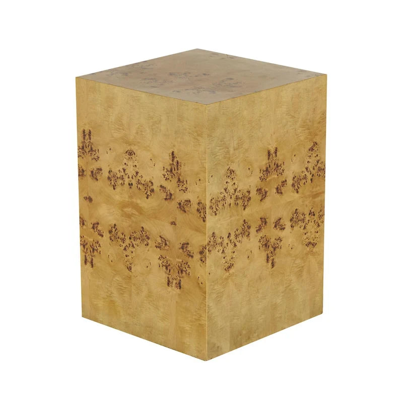 Wood Square Cube Side End Accent Table with Wood Grain Patterns - Brown