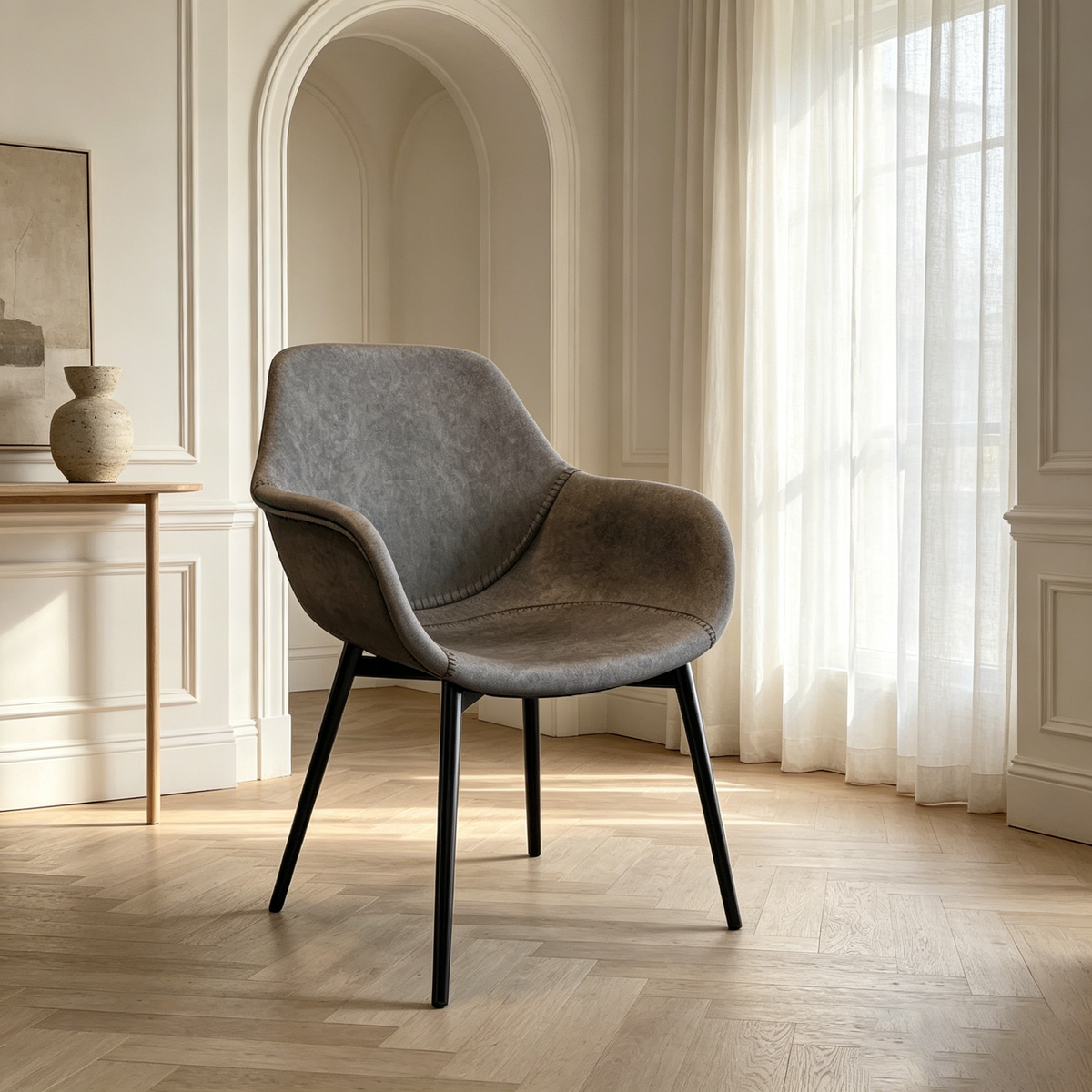 Fauteuil de salle à manger avec pieds en métal - 24.5Dx25.2Wx33H