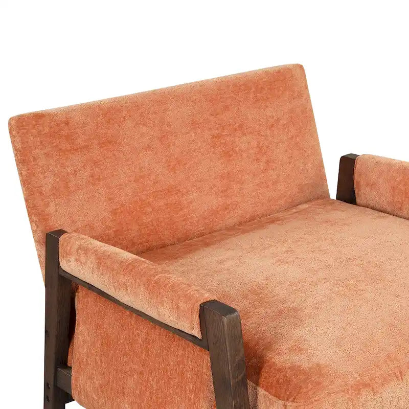Fauteuil d'appoint du milieu du siècle en velours et bois massif avec coussin d'assise épais
