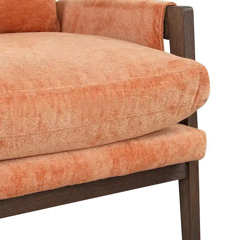 Fauteuil d'appoint du milieu du siècle en velours et bois massif avec coussin d'assise épais