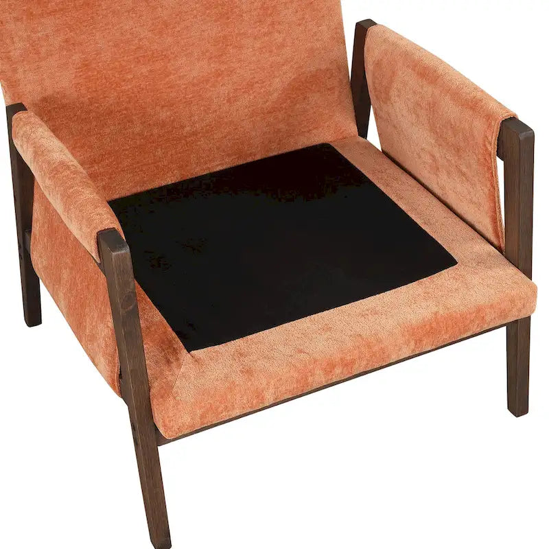 Fauteuil d'appoint du milieu du siècle en velours et bois massif avec coussin d'assise épais