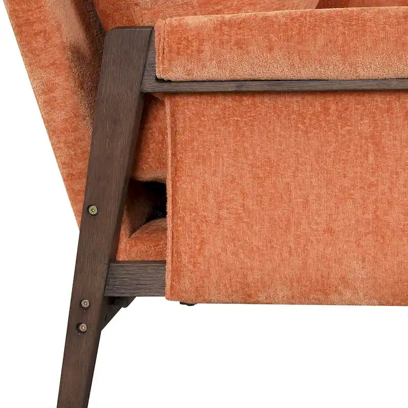 Fauteuil d'appoint du milieu du siècle en velours et bois massif avec coussin d'assise épais