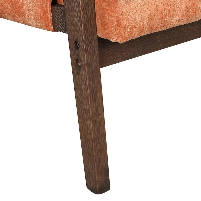 Fauteuil d'appoint du milieu du siècle en velours et bois massif avec coussin d'assise épais