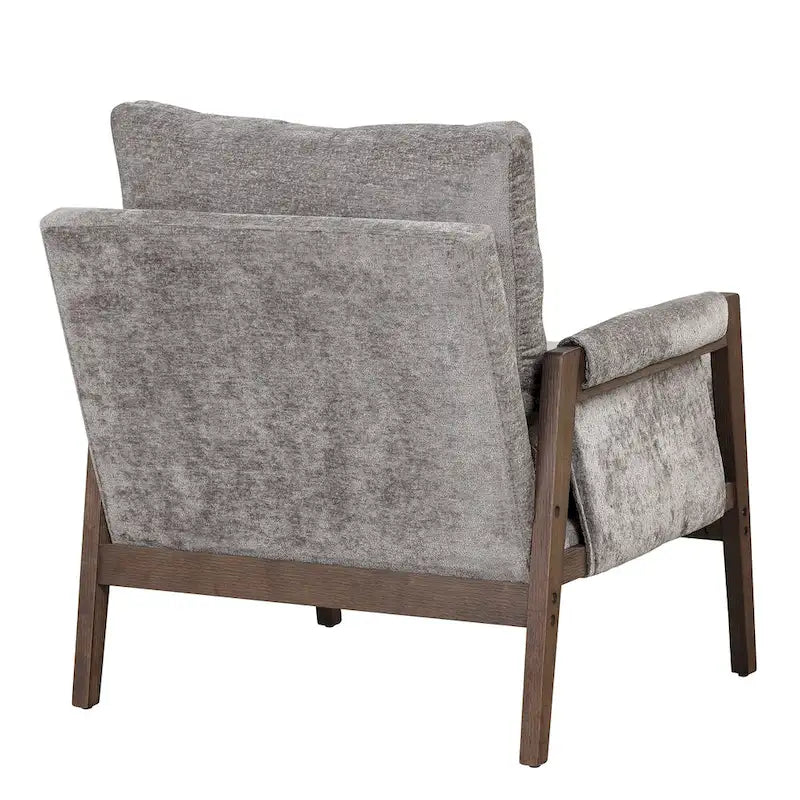 Fauteuil d'appoint du milieu du siècle en velours et bois massif avec coussin d'assise épais