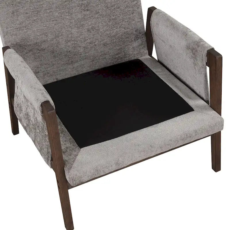 Fauteuil d'appoint du milieu du siècle en velours et bois massif avec coussin d'assise épais
