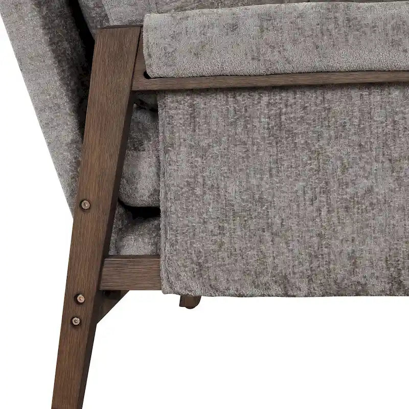Fauteuil d'appoint du milieu du siècle en velours et bois massif avec coussin d'assise épais