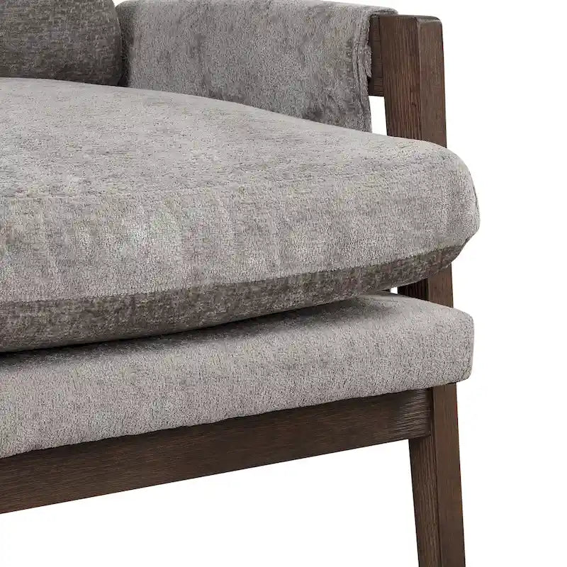 Fauteuil d'appoint du milieu du siècle en velours et bois massif avec coussin d'assise épais