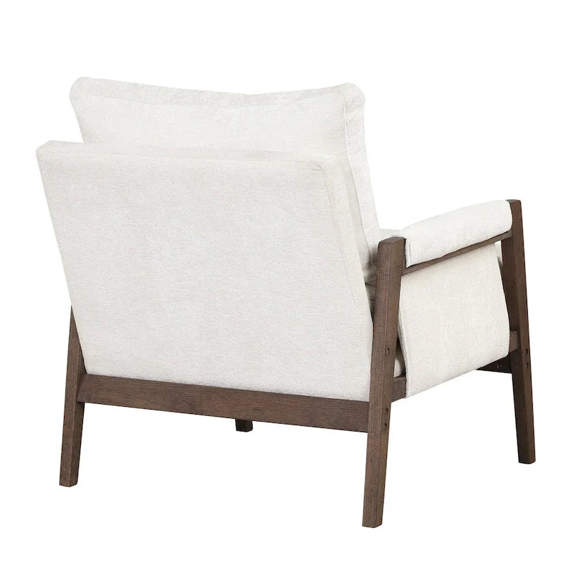 Fauteuil d'appoint du milieu du siècle en velours et bois massif avec coussin d'assise épais