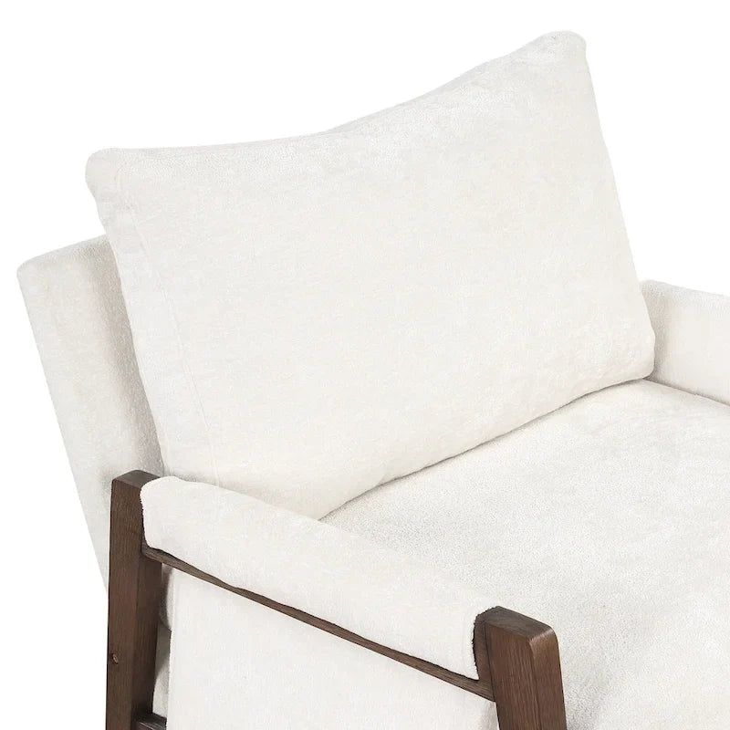 Fauteuil d'appoint du milieu du siècle en velours et bois massif avec coussin d'assise épais