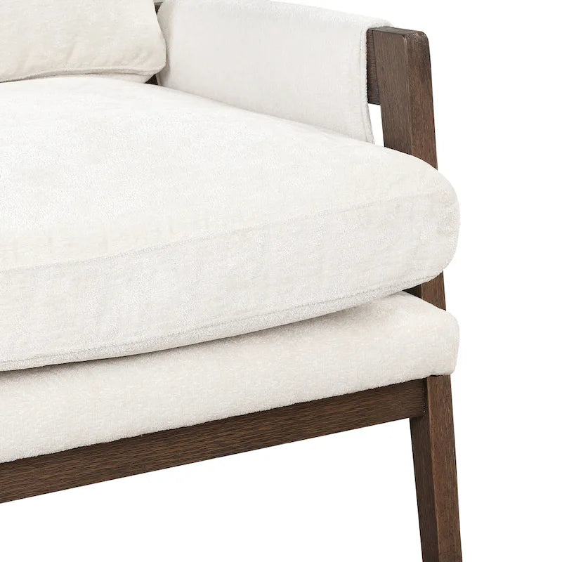 Fauteuil d'appoint du milieu du siècle en velours et bois massif avec coussin d'assise épais