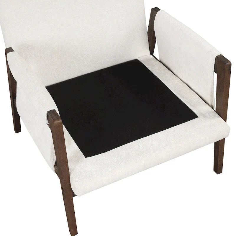 Fauteuil d'appoint du milieu du siècle en velours et bois massif avec coussin d'assise épais