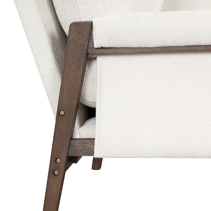 Fauteuil d'appoint du milieu du siècle en velours et bois massif avec coussin d'assise épais