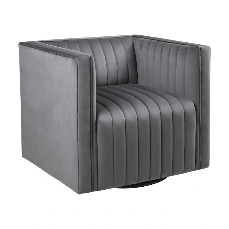 Fauteuil pivotant à accoudoirs capitonnés en canaux