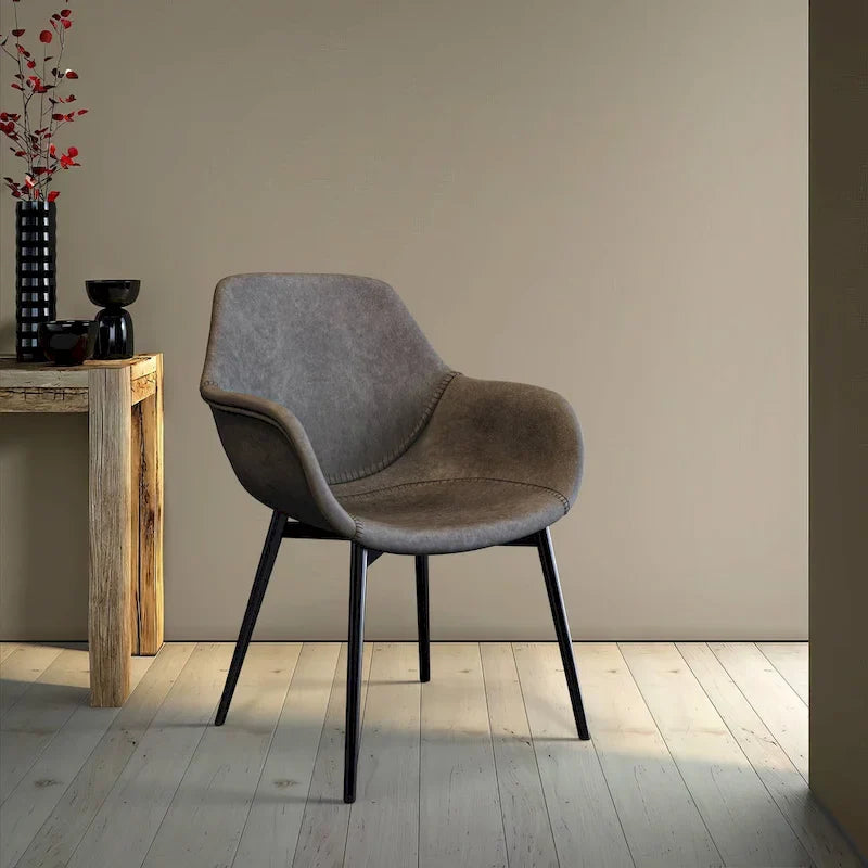 Fauteuil de salle à manger avec pieds en métal - 24.5Dx25.2Wx33H