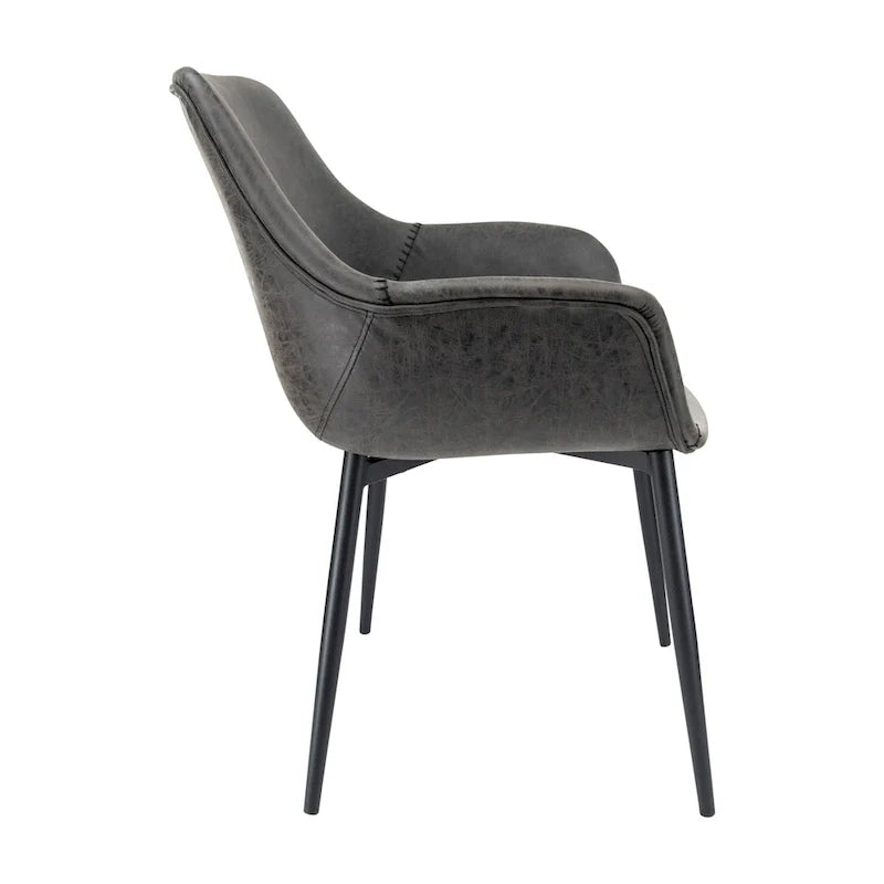 Fauteuil de salle à manger avec pieds en métal - 24.5Dx25.2Wx33H