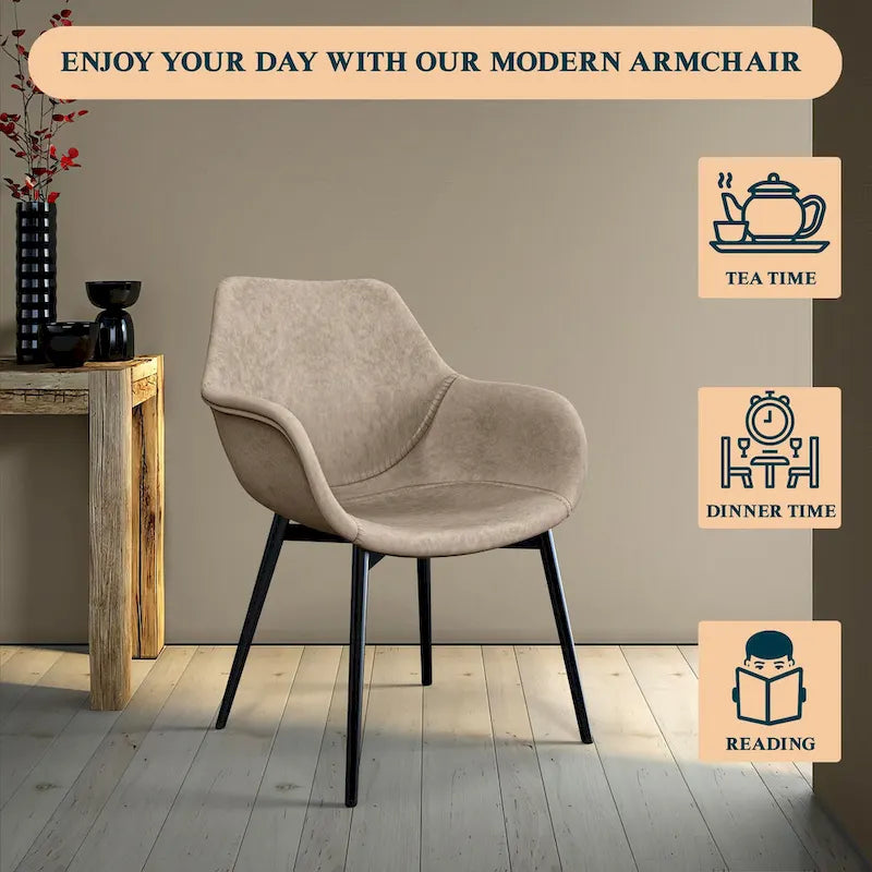 Fauteuil de salle à manger avec pieds en métal - 24.5Dx25.2Wx33H