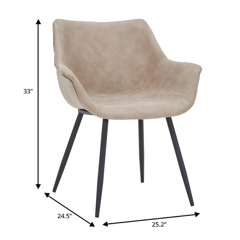 Fauteuil de salle à manger avec pieds en métal - 24.5Dx25.2Wx33H