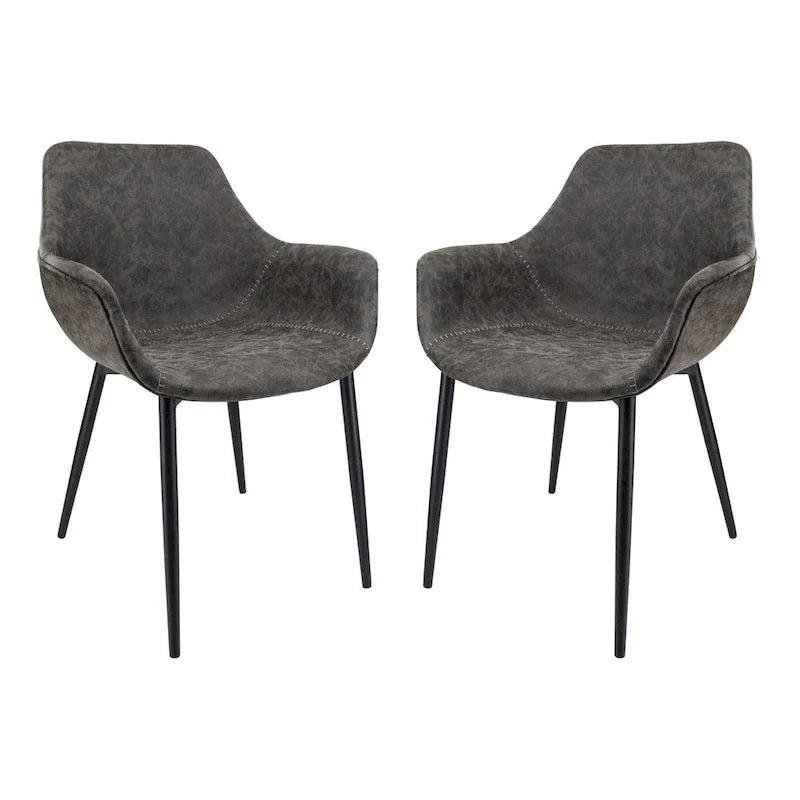 Fauteuil de salle à manger avec pieds en métal - 24.5Dx25.2Wx33H