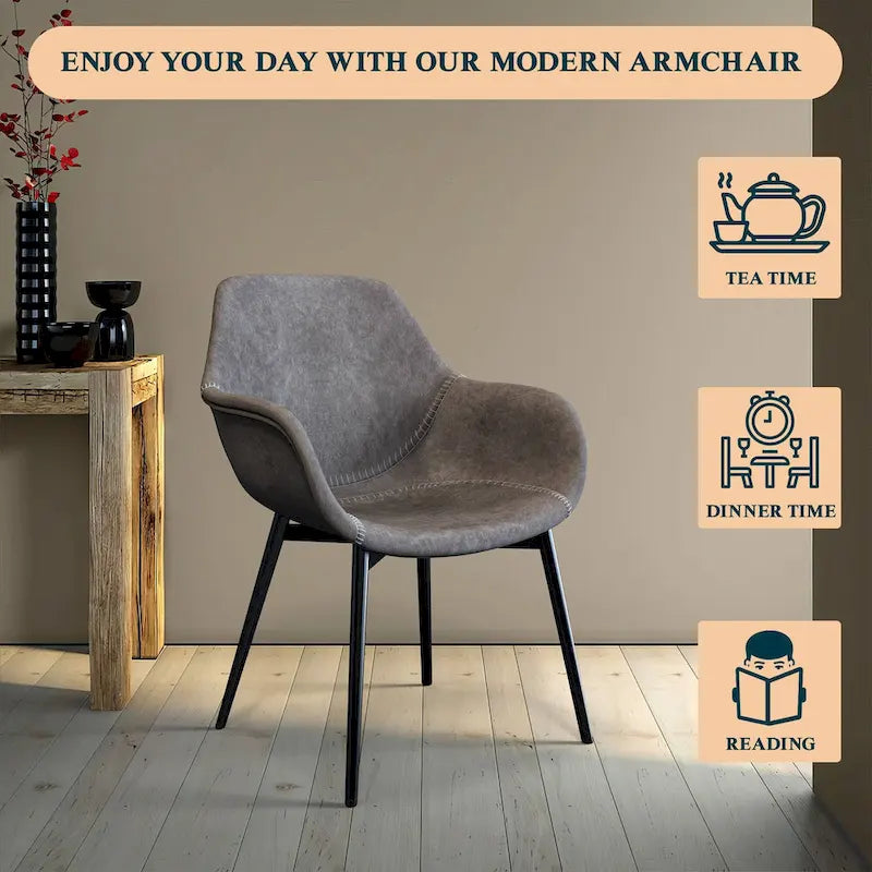 Fauteuil de salle à manger avec pieds en métal - 24.5Dx25.2Wx33H