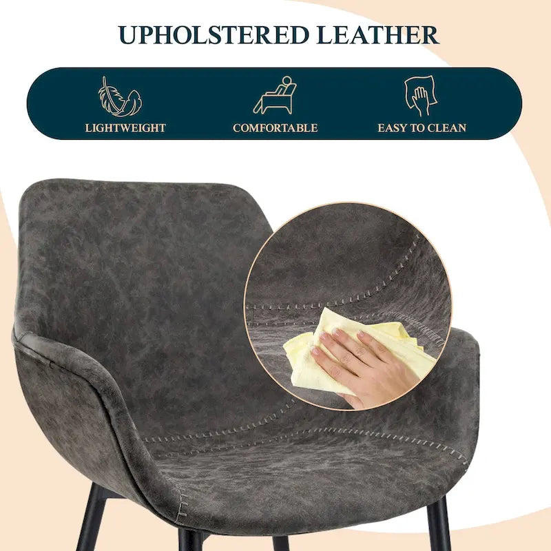 Fauteuil de salle à manger avec pieds en métal - 24.5Dx25.2Wx33H