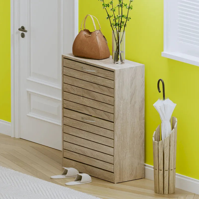 FUFU&GAGA 2 Tiers Shoe Rack Cabinet Shoe Cabinet Space-Saving