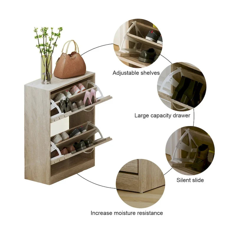 Meuble à chaussures à 2 niveaux, gain de place