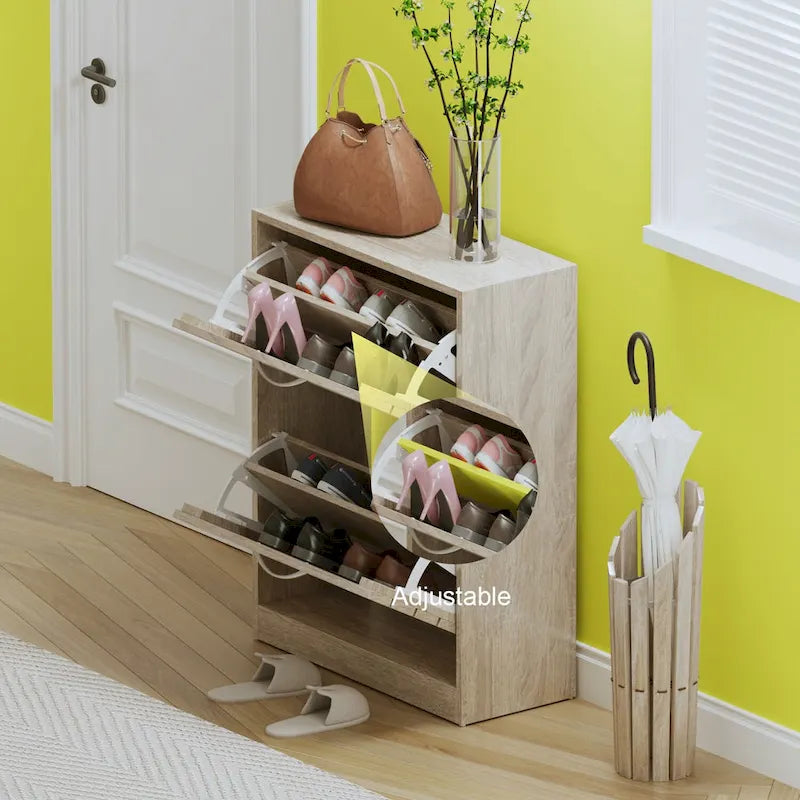Meuble à chaussures à 2 niveaux, gain de place