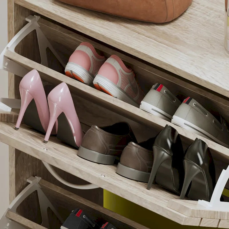 Meuble à chaussures à 2 niveaux, gain de place