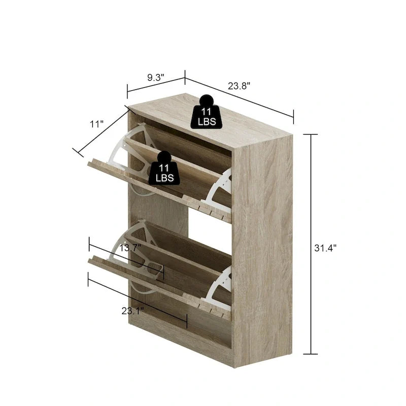 Meuble à chaussures à 2 niveaux, gain de place