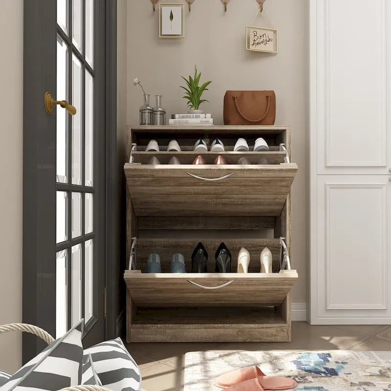 Meuble à chaussures à 2 niveaux, gain de place